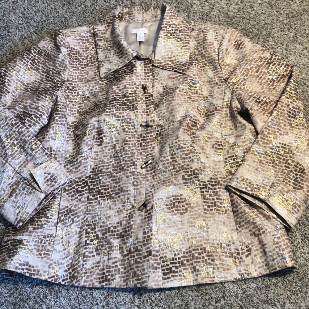Chico’s Metallic Pebbled Jacquard Jacket - Size 3… - image 1